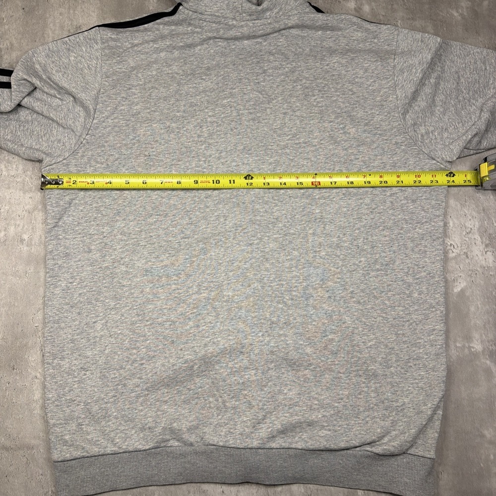 Adidas Hoodie Mens Large Gray Essentials 3 Stripes Full Zip Fleece Sweatshirt - Picture 6 of 7